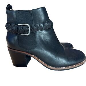 Women’s SPERRY Black Leather Belted Buckle Ankle Boot Size 6